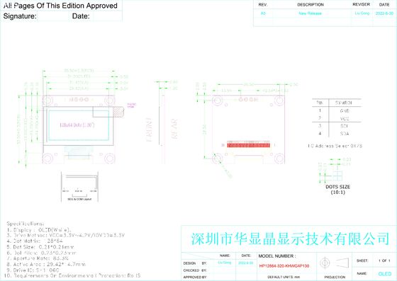 High Luminance 110cd/m2 128x64 LCD I2C for Full View Industrial Control Systems